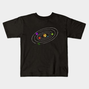 Dice orbits - rainbow & white - LGBTQ+ ttrpg dice T-Shirt Kids T-Shirt